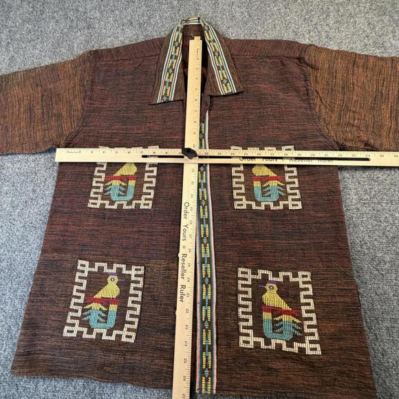 Vintage Guatemalan Handwoven Jacket Birds Embroidery‎ Boho 70s #1166 - Picture 6 of 7